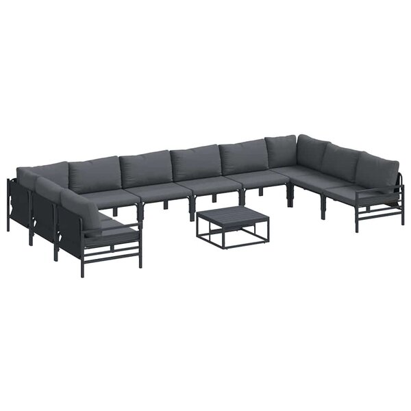 vidaXL Ensemble de canapé de jardin 11 Pièces Anthracite Acier
