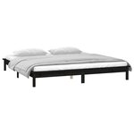 vidaXL Cadre de lit à LED sans matelas noir 160x200 cm bois massif