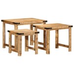vidaXL Tables d'appoint gigognes 3 Pièces bois de manguier massif brut