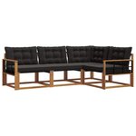 vidaXL Ensemble de canapés d'extérieur 4 pc Naturel et Noir
