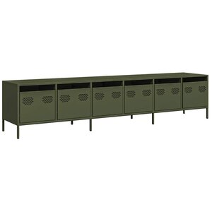 vidaXL Meuble TV vert olive 202x39x43 5 cm acier laminé à froid