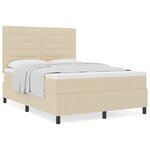 vidaXL Lit à ressorts avec matelas crème 140x200 cm en tissu