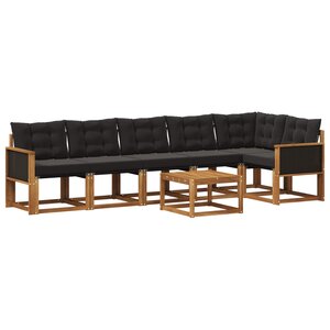 vidaXL Ensemble de canapés d'extérieur 7 pc Naturel et noir