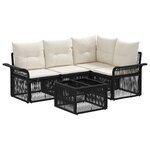 vidaXL Ensemble de canapé de jardin 5 Pièces Noir polyrotin