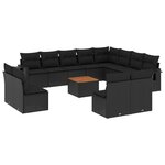 vidaXL Salon de jardin avec coussins 13 Pièces noir résine tressée