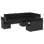 vidaXL Salon de jardin 11 Pièces avec coussins noir résine tressée