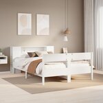 vidaXL Lit bibliothèque sans matelas blanc 150x200 cm bois pin massif