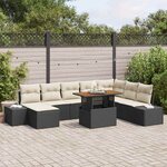 vidaXL Ensemble de salle à manger pour jardin 9 Pièces Noir  Crème