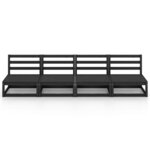 vidaXL Canapé à 4 places de jardin Noir Bois de pin solide