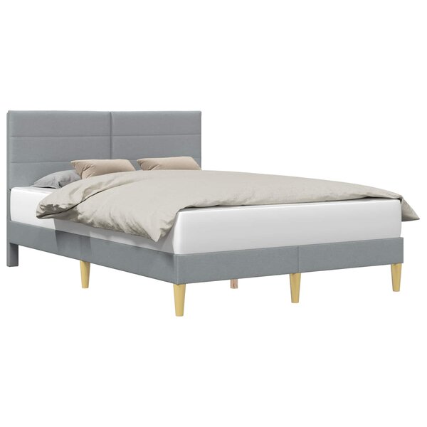 vidaXL Cadre de lit avec tête de lit Gris clair 120 x 190 cm Tissu