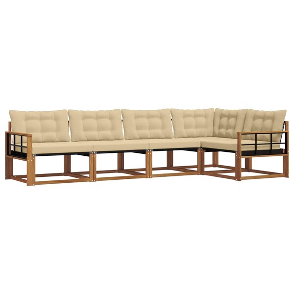 vidaXL Ensemble de canapés d'extérieur 5 pc Naturel et Beige