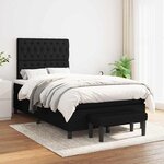 vidaXL Sommier à lattes de lit avec matelas noir 120x190 cm tissu