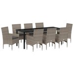 vidaXL Ensemble de salle à manger pour jardin 9 pc Gris polyrotin