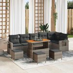 vidaXL Ensemble de canapé de jardin 10 Pièces Gris Poly rotin