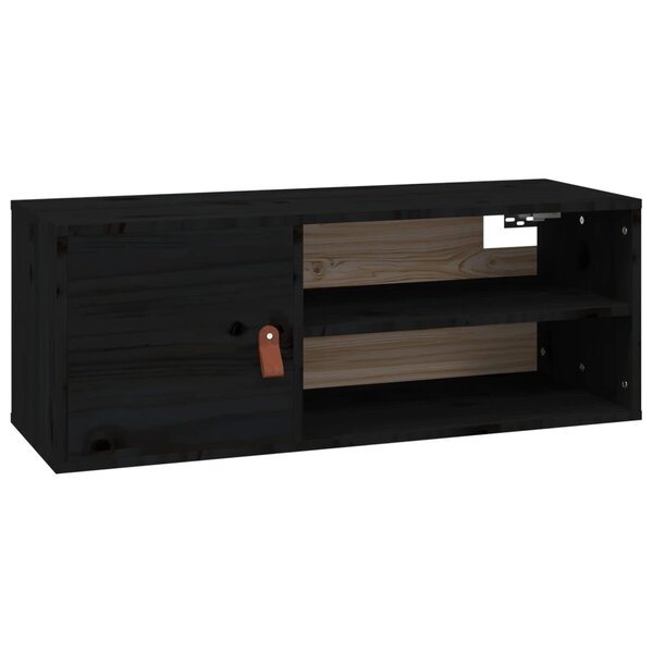 vidaXL Armoire murale Noir 80x30x30 cm Bois de pin massif