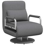 vidaXL Fauteuil pivotant et canapé-lit gris foncé tissu