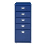 Caisson de bureau armoire meuble de rangement à roulettes avec 5 tiroirs 69 x 28 x 41 cm bleu 03_0009099
