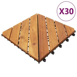 vidaXL Tuiles de terrasse 30 Pièces Marron 30x30 cm Bois massif d'acacia