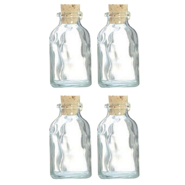 4 mini bouteilles en verre 6 cm avec bouchon liège