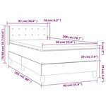 vidaXL Sommier à lattes de lit avec matelas Gris foncé 90x200 cm Tissu