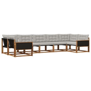 vidaXL Ensemble de canapés d'extérieur 7 Pièces Naturel et gris clair