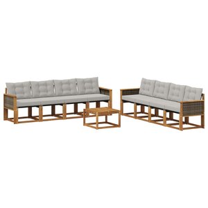 vidaXL Ensemble de canapés d'extérieur 9 pc Naturel et gris clair