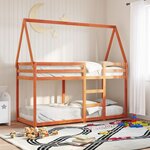 vidaXL Lit superposé avec toit cire marron 90x190cm bois massif de pin