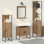 vidaXL Ensemble de mobilier de salle de bain avec porte 4 Pièces Marron