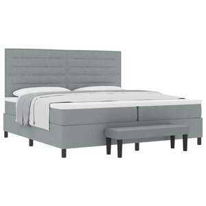 vidaXL Lit à ressorts avec tête de lit Gris clair 200 x 200 cm tissu