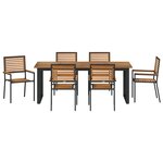 Ensemble salle à manger jardin 7 pièces vidaXL Noir poly rotin acacia