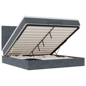 VidaXL Cadre de lit ottoman avec matelas gris foncé 160x200cm velours