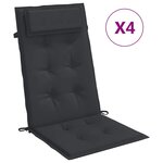 vidaXL Coussins de chaise à dossier haut lot de 4 noir tissu oxford