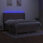 vidaXL Sommier à lattes de lit matelas et LED Taupe 160x200 cm Tissu