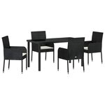 vidaXL Ensemble de salle à manger pour jardin 5 Pièces Noir Poly rotin