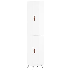 vidaXL Buffet haut Blanc brillant 34 5x34x180 cm Bois d'ingénierie