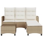 vidaXL Salon de jardin avec coussins forme de L 3 Pièces beige polyrotin