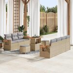 vidaXL Ensemble de canapé de jardin 10 Pièces Beige Poly rotin