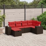 vidaXL Salon de jardin 6 Pièces avec coussins marron résine tressée