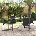 vidaXL Ensemble de jardin 5 pièces en noir avec textilène et acier.