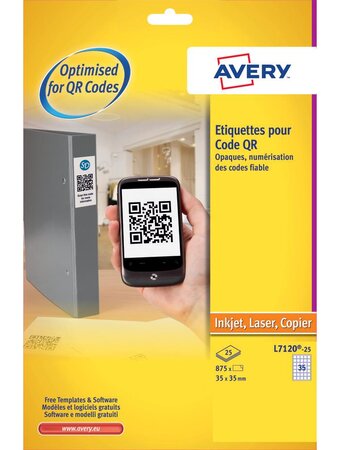 L7120-25 - 875 étiquettes pour codes qr 35 x 35mm avery