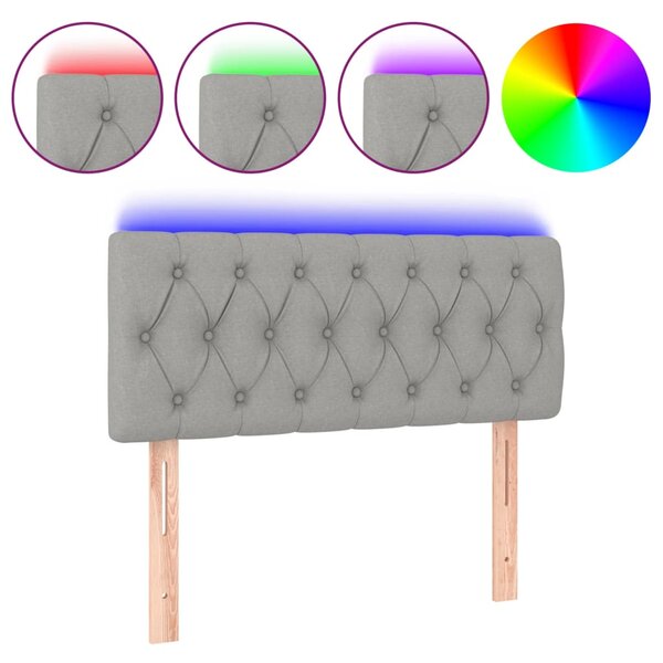 vidaXL Tête de lit à LED Gris clair 90x7x78/88 cm Tissu