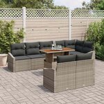 vidaXL Ensemble de canapé de jardin 9 Pièces Gris Poly rotin
