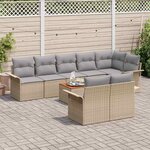 vidaXL Ensemble de canapé de jardin 9 Pièces Beige Poly rotin