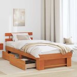 vidaXL Cadre de lit avec tête de lit Brun cire 80 x 200 cm Pin massif