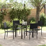 vidaXL Ensemble de jardin de 5 pièces Noir Poly Rattan