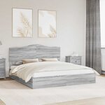 vidaXL Lit de Rangement Gris Sonoma 200 x 200 cm Bois d'ingénierie