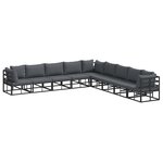 vidaXL Ensemble de canapé de jardin avec coussin 9 Pièces Noir Aluminium