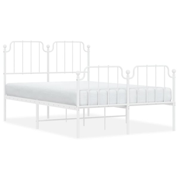 vidaXL Cadre de lit métal sans matelas et pied de lit blanc 120x200 cm