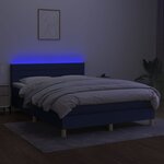 vidaXL Sommier à lattes de lit avec matelas LED Bleu 140x200 cm Tissu