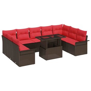 vidaXL Ensemble de canapé de jardin 10 Pièces Marron Poly Rattan